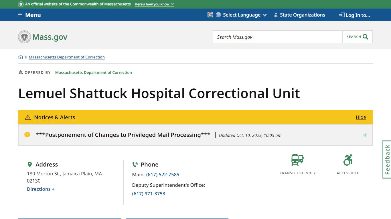 Lemuel Shattuck Hospital Correctional Unit | Mass.gov